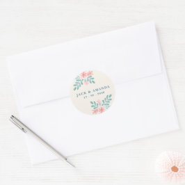 Speelse Retro Roze Trouwstickers Ronde Sticker