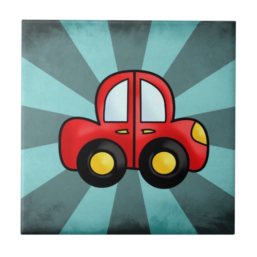 Speelse Retro Speerauto Kunst Tegeltje (Voorkant)