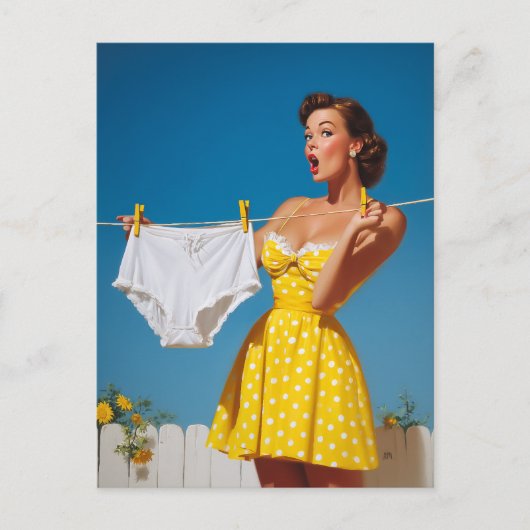 Speelse Retro Verrassing op Wasmachine Dag Briefkaart (Voorkant)