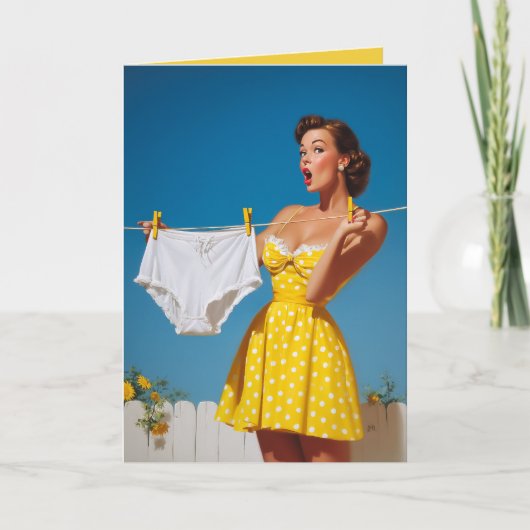 Speelse Retro Verrassing op Wasmachine Dag Kaart (Voorkant)