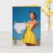 Speelse Retro Verrassing op Wasmachine Dag Kaart (Gele Bloem)