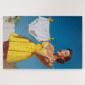 Speelse Retro Verrassing op Wasmachine Dag Legpuzzel (Horizontaal)