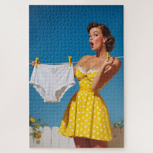 Speelse Retro Verrassing op Wasmachine Dag Legpuzzel (Verticaal)