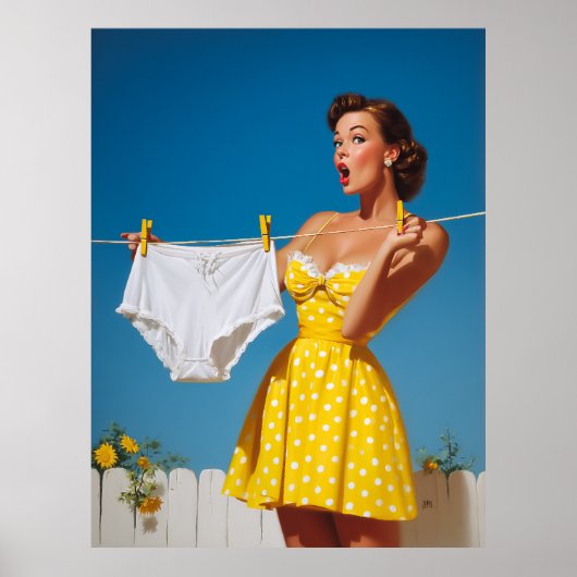 Speelse Retro Verrassing op Wasmachine Dag Poster (Voorkant)