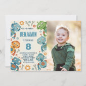 Speelse Robot Verjaardag Uitnodiging voor Kinderen (Voorkant)