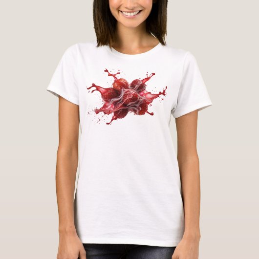 Speelse Rode Abstracte Aardbeien Trendy T-shirt (Voorkant)