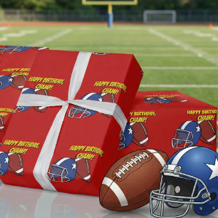 Speelse rode American Football Sport Verjaardag Cadeaupapier