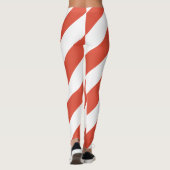 Speelse Rode Diagonale Strepen Kerst  Leggings (Achterkant)