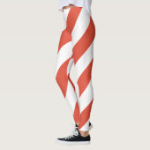 Speelse Rode Diagonale Strepen Kerst  Leggings (Links)