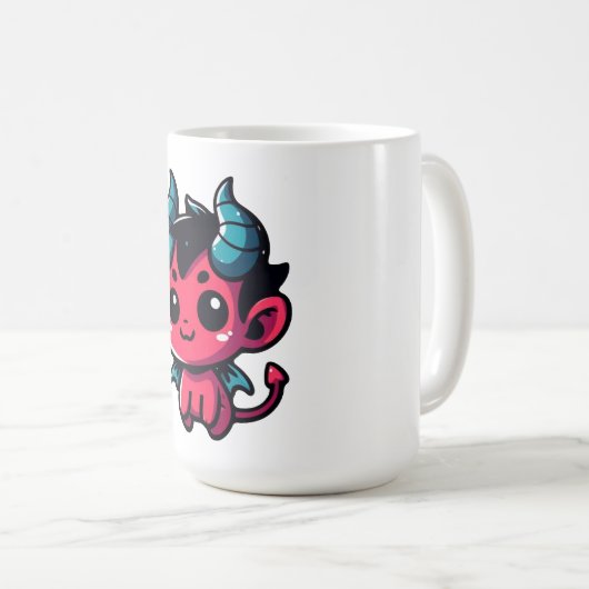 Speelse Rode Duivel - Cartoon, personage, rood, Ka Koffiemok (Voorkant rechts)