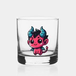 Speelse Rode Duivel - Cartoon, personage, rood, Ka Whisky Glas