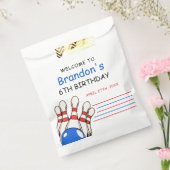 Speelse rode en blauwe bowling thema 6e verjaardag bedankzakje (Gezegeld)