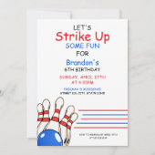 Speelse rode en blauwe bowling thema 6e verjaardag kaart (Voorkant)