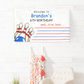 Speelse rode en blauwe bowling thema 6e verjaardag spandoek (Insitu)