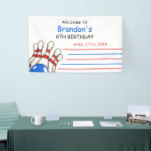 Speelse rode en blauwe bowling thema 6e verjaardag spandoek (Beurs)