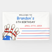 Speelse rode en blauwe bowling thema 6e verjaardag spandoek (Horizontaal)