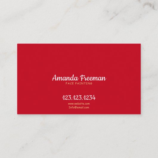 Speelse Rode en Gele Kind Gezichtsschilder Visitekaartje (Achterkant)