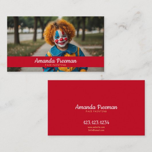 Speelse Rode en Gele Kind Gezichtsschilder Visitekaartje (Voorkant / Achterkant)