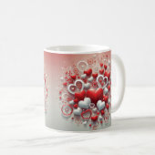 Speelse Rode en Witte Harten Valentijn's Day Koffiemok (Voorkant rechts)