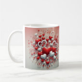 Speelse Rode en Witte Harten Valentijn's Day Koffiemok (Links)