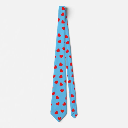 Speelse rode harten hemelsblauw stropdas (Voorkant)