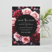 Speelse rode karmozijnrode bruiloft save the date (Staand voorkant)