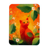 Speelse rode kat wilde bloementuin magneet (Verticaal)