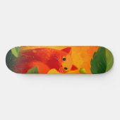Speelse rode kat wilde bloementuin persoonlijk skateboard (Horizontaal)