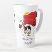 Speelse rode kerst calico kattenkop kerstdagen latte mok (Rechterhoek)