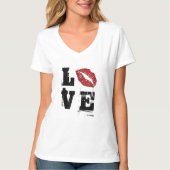 Speelse rode lippen gestapeld liefde Valentijn T-s T-shirt (Voorkant)