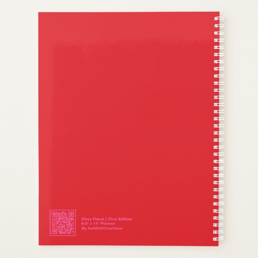 Speelse rode moderne bloemen planner (Achterkant)