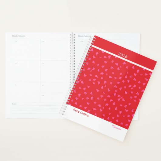Speelse rode moderne bloemen planner (Display)