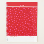 Speelse rode moderne bloemen planner (Voorkant)