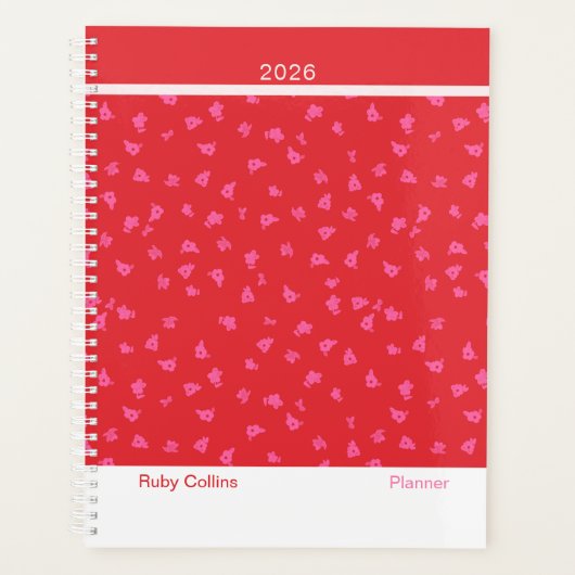 Speelse rode moderne bloemen planner (Voorkant)