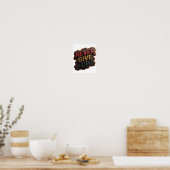 Speelse Rode NOOIT OPGEVEN Slogan T-shirt Poster (Keuken)