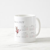 Speelse Rode Rendieren Custom 2025 Kalender Koffiemok (Voorkant rechts)
