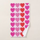 Speelse Rode Roze Fuchsia Harten Valentijnpatroon Bad Handdoek (Handdoek)
