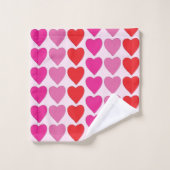 Speelse Rode Roze Fuchsia Harten Valentijnpatroon Bad Handdoek (Wasdoekje)