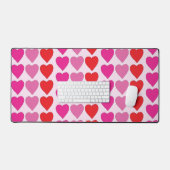 Speelse Rode Roze Fuchsia Harten Valentijnpatroon Bureaumat (Keyboard & Muis)