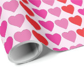 Speelse Rode Roze Fuchsia Harten Valentijnpatroon Cadeaupapier (Rol Hoek)
