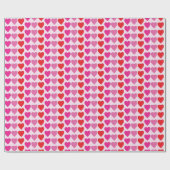 Speelse Rode Roze Fuchsia Harten Valentijnpatroon Cadeaupapier (Vlak)