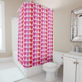 Speelse Rode Roze Fuchsia Harten Valentijnpatroon Douchegordijn (In situ)
