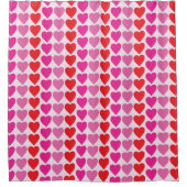 Speelse Rode Roze Fuchsia Harten Valentijnpatroon Douchegordijn (Voorkant)