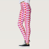 Speelse Rode Roze Fuchsia Harten Valentijnpatroon Leggings (Links)