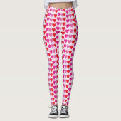 Speelse Rode Roze Fuchsia Harten Valentijnpatroon Leggings (Voorkant)