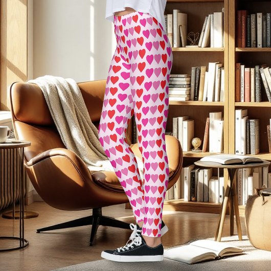 Speelse Rode Roze Fuchsia Harten Valentijnpatroon Leggings
