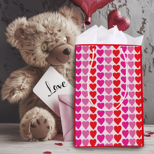 Speelse Rode Roze Fuchsia Harten Valentijnpatroon Medium Cadeauzakje