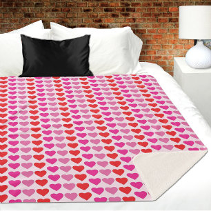Speelse Rode Roze Fuchsia Harten Valentijnpatroon Sherpa Deken