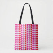 Speelse Rode Roze Fuchsia Harten Valentijnpatroon Tote Bag (Voorkant)
