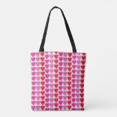 Speelse Rode Roze Fuchsia Harten Valentijnpatroon Tote Bag (Achterkant)